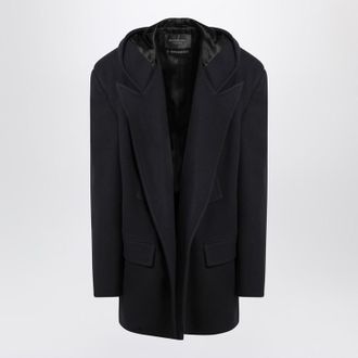 Balenciaga Navy Coat With Hood