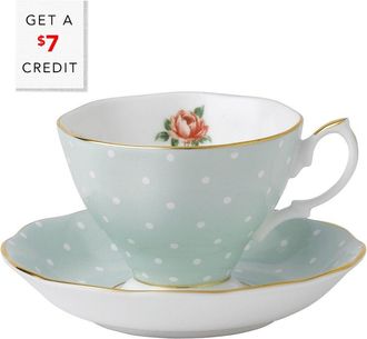 Royal Albert Polka Rose Teacup & Saucer Set With $7 Credit