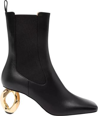 J.W.Anderson Zwarte leren enkellaarsjes slip-on - Dames - Laarzen met Hak - Zwart - 40 EU - Leer - Schoenen