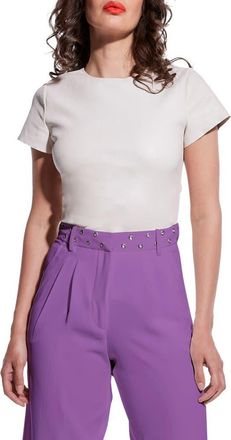 AS by DF Brando Stretch Leather Tee in Buttercream at Nordstrom, Size Xxx-Large