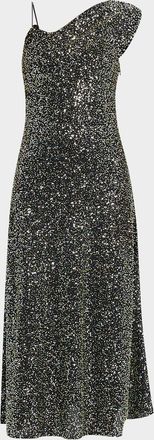 Paco Rabanne Sequined One-Shoulder Midi Dress