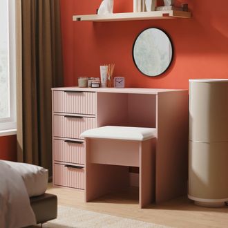 Lewis's Fluted 4 Drawer Vanity in Kobe Pink - Ready Assembled - Lewiss Home | TJ Hughes