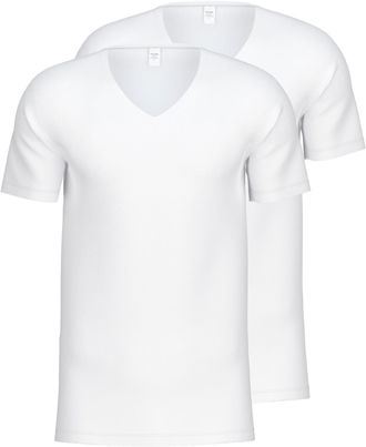 CALIDA Kurzarmshirt CALIDA Natural Benefit, Herren, Gr. S (46/48), weiss (wei&szlig;), Single Jersey, Obermaterial: 94% Baumwolle, 6% Elasthan, unifarben, eng h&uuml;ft