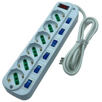 Trade Shop Trade Shop - Multipresa Ciabatta Elettrica Con 6 Prese Universali Ita 10/16a Schuko Bipasso