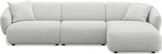 Castlery Auburn Chaise Sectional Sofa Right Facing Customized, (Performance Boucle) Light Grey, Spill Resistant, Modular for Castlery