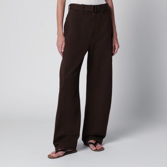 Christophe Lemaire Brown cotton trousers with belt