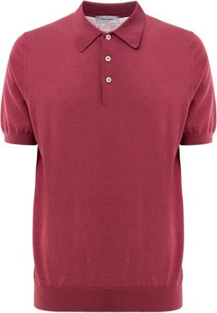 Gran Sasso Klassiek Polo Breipatroon in Kersenrood - Heren - Polos - Rood - L - Katoen - Tops