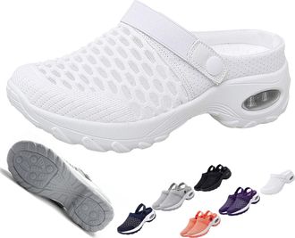 Generic Womens Orthopedic Clogs with Air Cushion Support, Slip on Lightweight Beach Shoes Outdoor Slippers Walking Shoes (White, Adult, Women, 6.5, Numeric, U