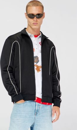 Diesel Sweat fabric track jacket with contrast piping - Sweaters - Man - Black