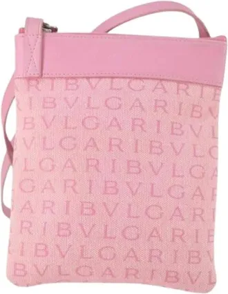 Bulgari Pre-owned Cross Body Bags, female, Pink, Size: ONE SIZE Pre-owned Canvas Shoulder-bag