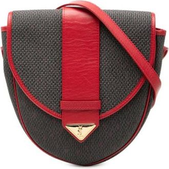 Saint Laurent Pre-owned Cross Body Bags, female, Gray, Size: ONE SIZE Pre-owned Fabric Crossbody Bag
