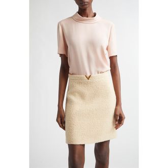 Valentino Silk Georgette Top in Rose at Nordstrom, Size 12 Us