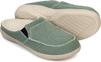 Adax Mens Canvas Slip on Slippers with Arch Support,House Shoes Clog Bedroom Indoor Outdoor,Walking Loafers Non Slip (Size:US 7-US 14) Green Size: 8 UK