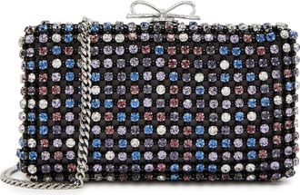 Self Portrait Crystal-embellished Satin box Clutch - Black - One Size