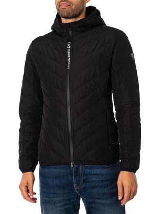 Emporio Armani Logo Ritssluiting Donsjack, Zwart