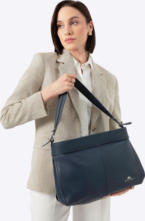 Wittchen Dames shopper van natuurleer met afneembaar handvat, marineblauw