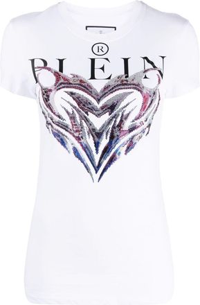 Philipp Plein graphic-print cotton T-shirt - women - Cotton - S - White