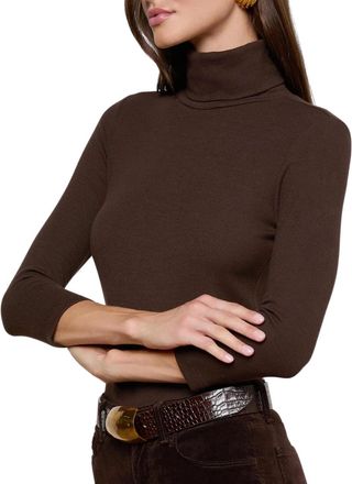 L'agence Aja Turtleneck Top In Coffee Bean