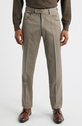 Zanella Parker Stretch Wool Trousers in Khaki at Nordstrom Rack, Size 35 X R