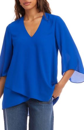 Karen Kane Asymmetrical Crepe Top in Sapphire Blue at Nordstrom, Size X-Smallp