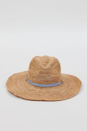 Hat Attack Raffia Crochet Continental in Natural/blue at Nordstrom