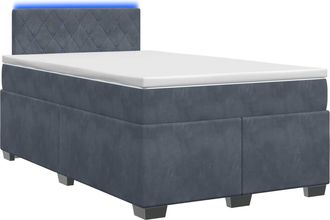 vidaXL Cama Con Base Tapizada, Colch&oacute;n Y Luz Led Gris Oscuro Vidaxl