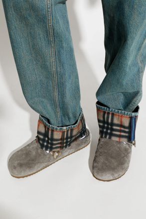Burberry Urchin Slides, Mens, Grey