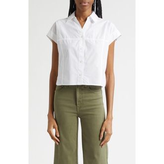 Veronica Beard Nestor Button-Up Crop Top in White at Nordstrom, Size 12