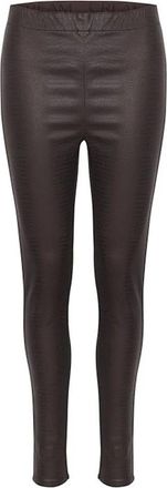 Cream Donkerbruine Krokodil Geweven Legging - Dames - Leggings - Bruin - 3XL - Broeken
