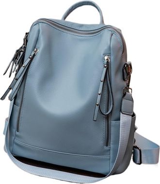 Generic Large Capacity Retro Style Soft Womens Backpack | Convertible Shoulder Bag for Commuting and Travel(Blue)