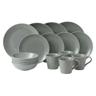 Royal Doulton Gordon Ramsay Maze Dinnerware Set Dark Grey, Boxed 16 Piece Set