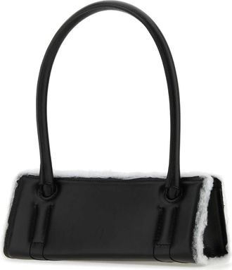 DENTRO Womens Black Leather Radar Shoulder Bag Borse A Mano