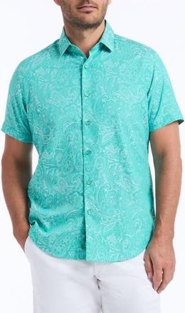 Robert Graham Hudson Short Sleeve Button-Up Shirt in Mint at Nordstrom, Size Xxx-Large