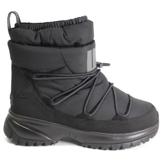 UGG Yose Puffer Mid Leather Textile Synthetic Womens Lace Up Boots - Black - Size:UK 7