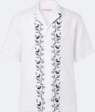 Orlebar Brown Maitan embroidered linen shirt
