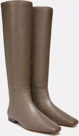 Vince Nella H8429L2 Boots Womens Taupe Leather Square Toe Knee High JOBB1214