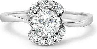 House of Brilliance Sterling Silver Lab Grown 1.0 Cttw Diamond Oval Shaped Halo Engagement Ring