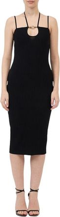 Just Cavalli Gebreide Maxi Jurk met Metalen Logo - Dames - Casual kleedjes - Zwart - M - Kleedjes