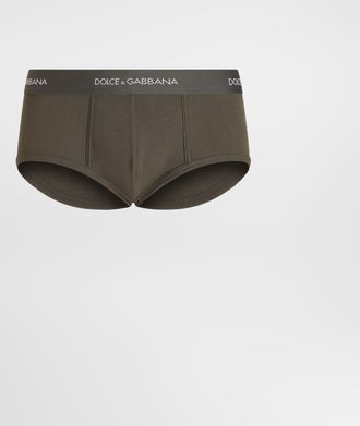 Dolce & Gabbana Ribbed Cotton Brando Briefs - Man Underwear And Loungewear Green Cotton 3