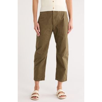 Rag & Bone Leyton Crop Cotton Work Pants in Olive Green at Nordstrom Rack, Size 0