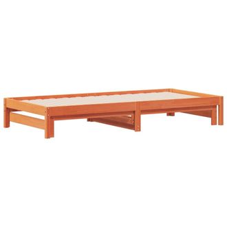 vidaXL Sof&aacute; Cama Nido Madera Maciza De Pino Marr&oacute;n Cera 90x190 Cm Vidaxl