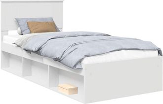 vidaXL Bed Frame with Headboard White 90 x 190 cm Solid Pine Wood vidaXL