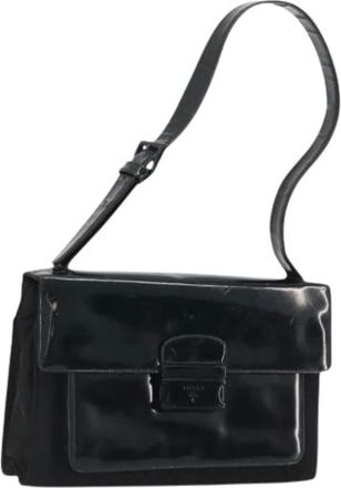 Prada Pre-owned Shoulder Bags, female, Black, Size: ONE SIZE Pre-owned Vintage Patent Leather Shoulder Bag