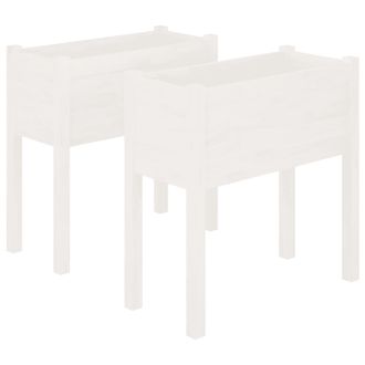 vidaXL Vidaxl - Jardineras 2 Uds Madera Maciza De Pino Blanco 70x31x70 Cm