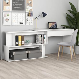 vidaXL Vidaxl - Escritorio De Esquina Madera Contrachapada Blanco 200x50x76 Cm
