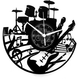 OEM Reloj De Pared De Vinilo De 33 Rpm, Estilo Vintage, Hecho A Mano, Idea De Regalo Para El Hogar, Guitarra, Teclado, Bater&iacute;a - Crezuo
