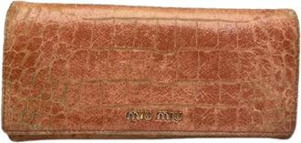 Miu Miu Pre-owned Leather Wallet - Dames - Vintage Accessoires - Oranje - ONE Size - Leer - Vintage