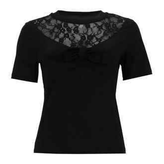 Nina Ricci T-shirt in jersey con dettaglio fiocco e inserti in pizzo - - Tops - Donna - Nero - M