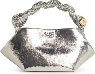 Ganni Bou Mini Bag In Silver Leather Blend