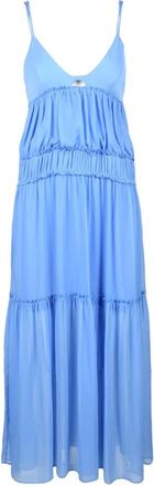Patrizia Pepe Lange Voile Jurk met Ritssluiting - Dames - Maxi kleedjes - Blauw - M - Polyester - Kleedjes